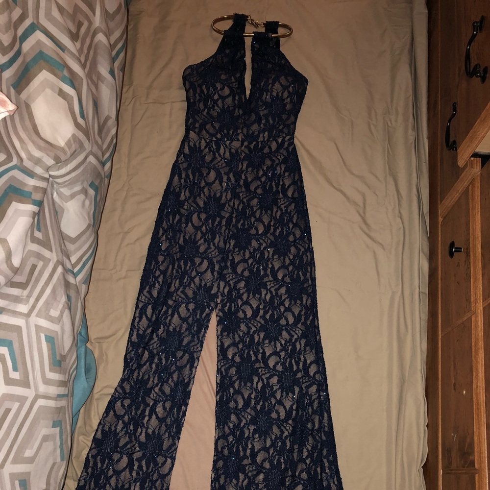 Blue and Gold Prom Dress